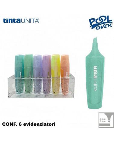 TINTA UNITA EVIDENZIATORE GLITTER PASTEL SET 6col.