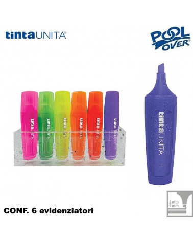 TINTA UNITA EVIDENZIATORE GLITTER FLUO SET 6col.