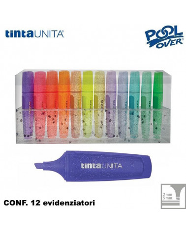 TINTA UNITA EVIDENZIATORE GLITTER ASS. SET 12col.