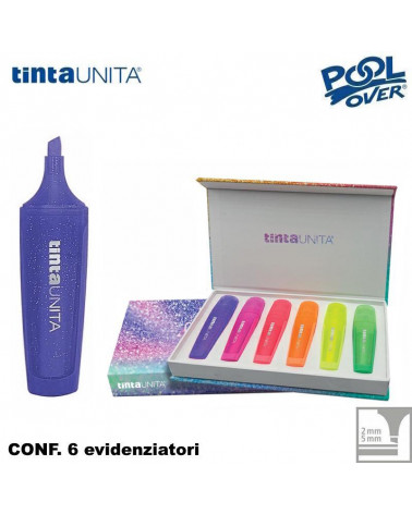 TINTA UNITA SCATOLA MAGNETICA 6 EVIDENZIATORI GLITTER FLUO