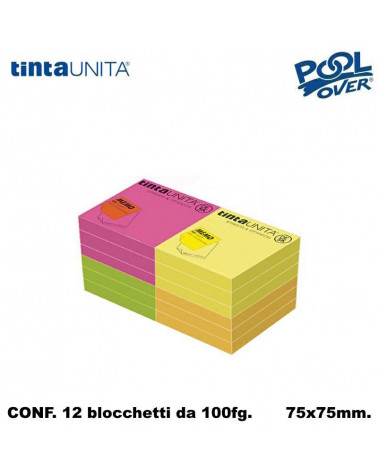 TINTA UNITA MEMO DESK FOGLI RIPOSIZIONABILI 75x75 100fg.FLUO [12PZ]
