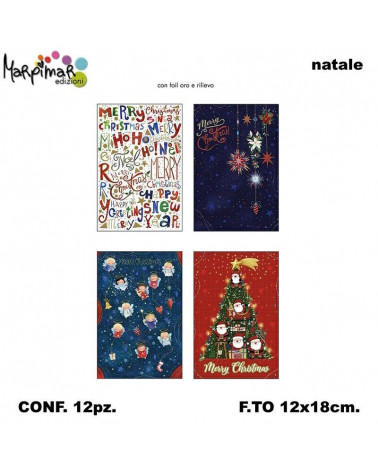 MARPIMAR BIGLIETTI BUON NATALE C/RILIEVO E FOIL ABNB06 [12PZ]