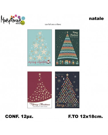 MARPIMAR BIGLIETTI BUON NATALE C/RILIEVO E FOIL ABNB24 [12PZ]