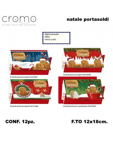 CROMO BIGLIETTI NATALE PORTASOLDI NT.8535 [12PZ]