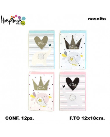 MARPIMAR BIGLIETTI NASCITA CON APPLICAZIONI 20ATS17 [12PZ]