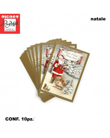 BIGLIETTI NATALE CARTOLINE FANTASIA [10PZ]