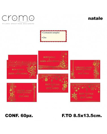 CROMO BIGLIETTI AUGURI NATALE ROSSI SEMPLICI NT.0331 [60PZ]
