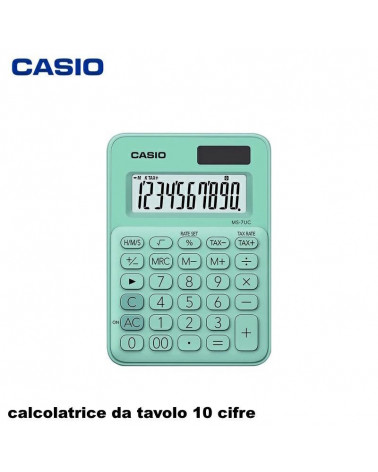 CASIO CALCOLATRICE DA TAVOLO MS7UC-GN VERDE PASTELLO 10 CIFRE