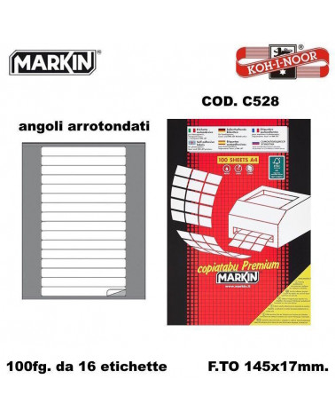 MARKIN ETICHETTE FOTOCOPIABILI 100FG. C528-145X17-ADESIVE