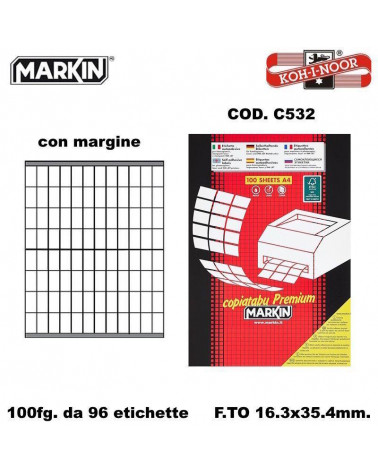 MARKIN ETICHETTE FOTOCOPIABILI 100FG. C532-16,3X35,4-ADESIVE