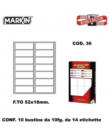 MARKIN ETICHETTE ADESIVE 10CF. 10FG. COD.36 52X18