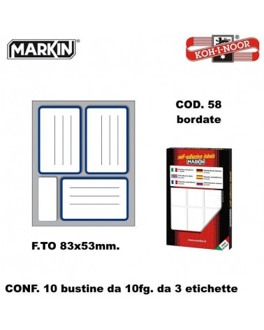 MARKIN ETICHETTE ADESIVE 10CF. 10FG. COD.58 83X53 BORDATE