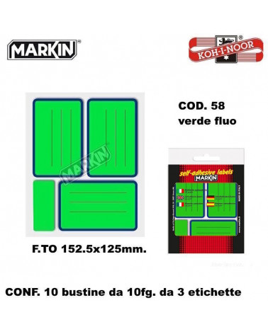 MARKIN ETICHETTE ADESIVE 10FG.10PZ. FLUO-83X53-VERDE