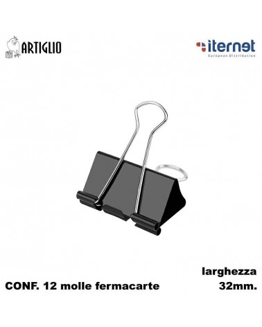 ITERNET MOLLA FERMACARTE 3.2CM.12PZ. 510/2-DOUBLE CLIPS