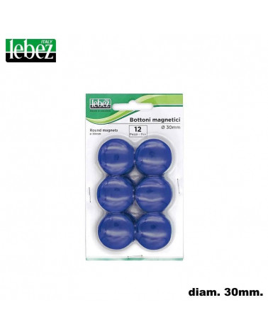 LEBEZ MAGNETI ROTONDI 30MM.12PZ. BLU