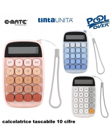 E-MATE TINTA UNITA CALCOLATRICE TASCABILE POP MINI C/LACCIO