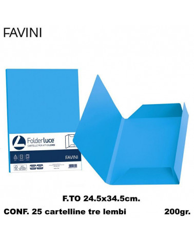FAVINI CARTELLE 3 LEMBI AZZURRO [25PZ]