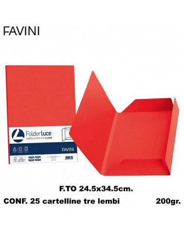 FAVINI CARTELLE 3 LEMBI ROSSO [25PZ]