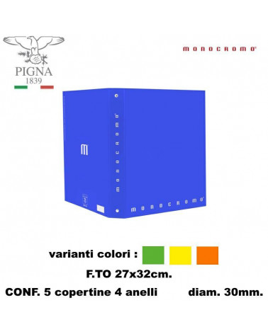 MONOCROMO COPERTINA A4 4 ANELLI FLUO [5PZ]