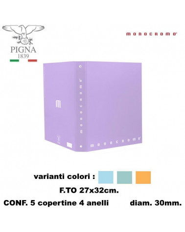 MONOCROMO COPERTINA A4 4 ANELLI PASTEL [5PZ]
