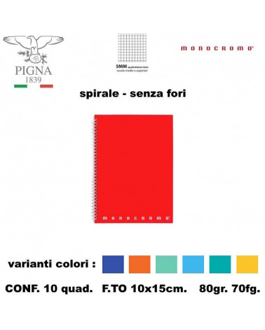 MONOCROMO MINI QUADERNO SPIRALE A6  10X15-5MM [10PZ]