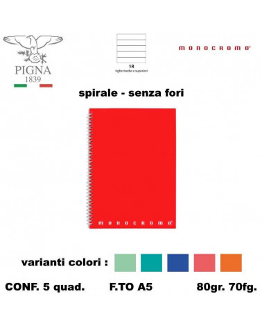 MONOCROMO QUADERNO SPIRALE NO FORI  1R [5PZ]