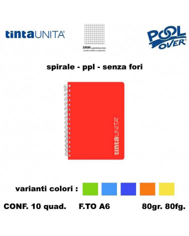 TINTA UNITA MINI QUADERNO SPIRALE A6 PPL 80FG. 5MM 98947 [10PZ]