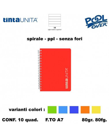 TINTA UNITA MINI QUADERNO SPIRALE A7 PPL 80FG. 1R 98948 [10PZ]
