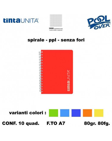 TINTA UNITA MINI QUADERNO SPIRALE A7 PPL 80FG. 5MM 98949 [10PZ]