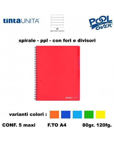 TINTA UNITA MAXI SPIRALE PPL FORI + DIVISORI 120FG 1R 99357 [5PZ]