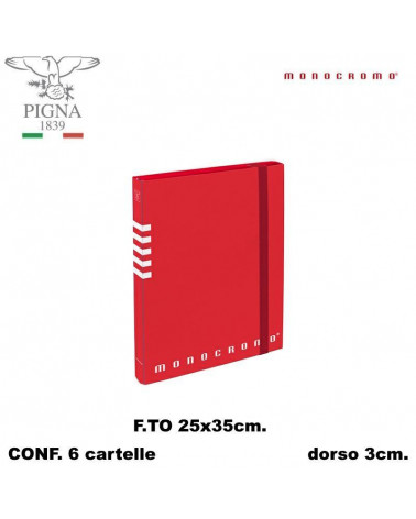 MONOCROMO CARTELLA CON ELASTICO A4 DORSO 3 ROSSO [6PZ]