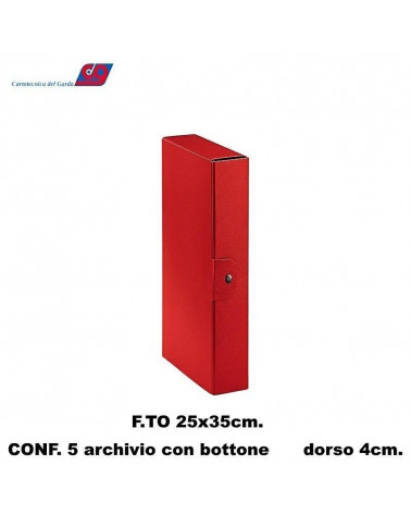 GARDA ARCHIVIO BOTTONE 25X35 ROSSO-DORSO 4 C.DEL [5PZ]
