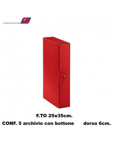 GARDA ARCHIVIO BOTTONE 25X35 ROSSO-DORSO 6 C.DEL [5PZ]