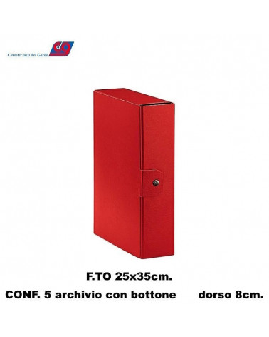 GARDA ARCHIVIO BOTTONE 25X35 ROSSO-DORSO 8 C.DEL [5PZ]