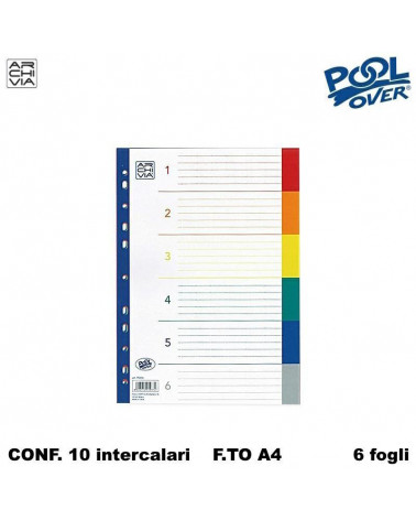 ARCHIVIA INTERCALARE DIVISORIO A4 6TASTI PPL 95606 [10PZ]
