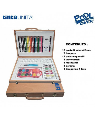 TINTA UNITA VALIGETTA LEGNO 1PIANO PASTELLI/TEMPERE/ACQUERELLI 50845