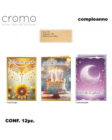 CROMO BIGLIETTI COMPLEANNO FEMMINILE BC.9061 [12PZ]