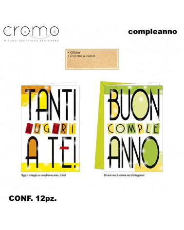CROMO BIGLIETTI COMPLEANNO BC.9074 [12PZ]