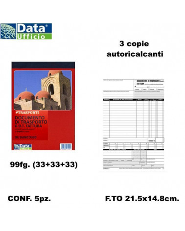 DATA UFFICIO FATTURE+DDT 15X23 1608CD33 3C. AUTOCOPIANTI [5PZ]