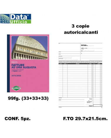 DATA UFFICIO FATTURE 1 ALIQUOTA 23X30 3C. 1671C3033 [5PZ]