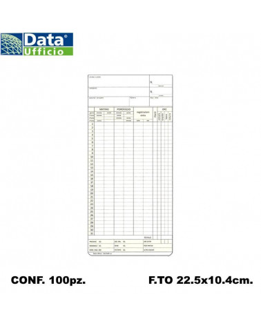 DATA UFFICIO SCHEDE OROLOGIO PRESENZE MENSILI 5582 [100PZ]