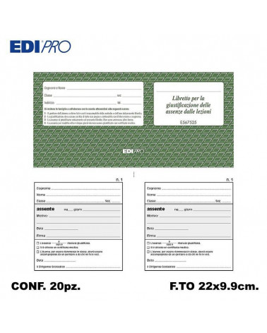 EDIPRO LIBRETTO GIUSTIFICAZIONI  25 ASSENZE E567525 [20PZ]