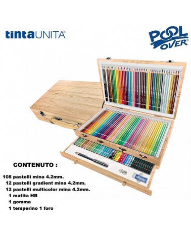 TINTA UNITA VALIGETTA LEGNO 130 PASTELLI 108+12+10