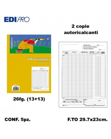 EDIPRO REGISTRO CORRISPETTIVI A4 12 MESI E2104A [5PZ]