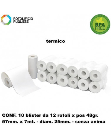 ROTOLO 57MM.TERMICO SENZA ANIMA 48gr.120PZ.