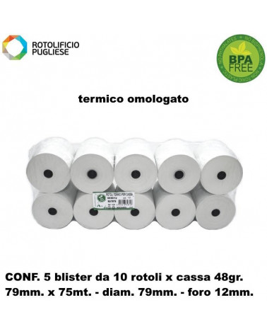 ROTOLO 80MM.80MT. TERMICO OMOLOGATO 48gr.50PZ.