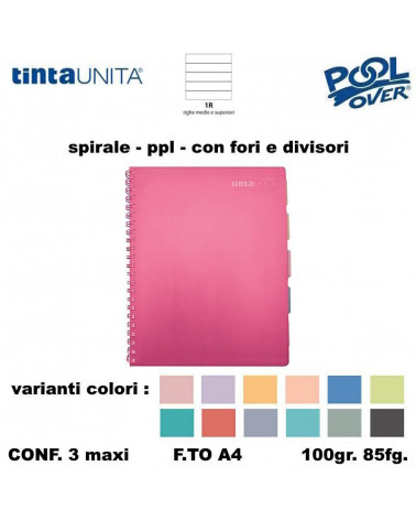 TINTA UNITA EXCELLENT MAXI SPIR.PPL FORI+DIVIS.85fg.100gr.1R [3PZ]