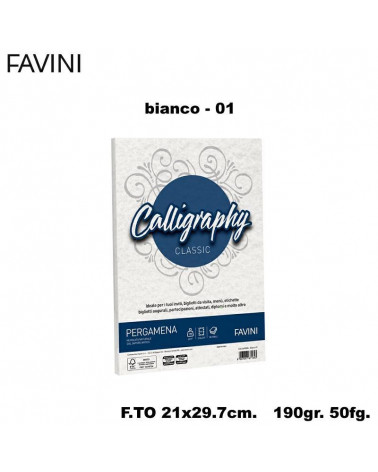 FAVINI PERGAMENA CALLIGRAPHY 190GR.50FG.A4 BIANCO 01