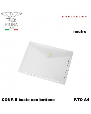 MONOCROMO INTERNI BUSTE BOTTONE A4 NEUTRO [5PZ]