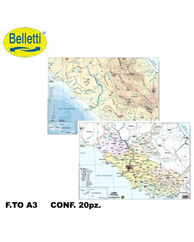 BELLETTI CARTINA FISICO POLITICA  LAZIO [20PZ]